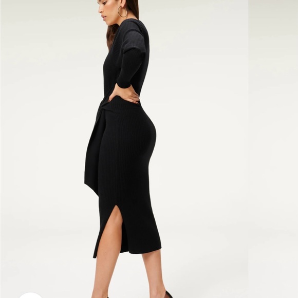 Good American Belted Body Dress NEW WITH TAGS black size XS/S sweater dress - Picture 2 of 5